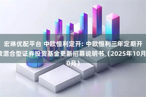 宏琳优配平台 中欧恒利定开: 中欧恒利三年定期开放混合型证券投资基金更新招募说明书（2025年10月）